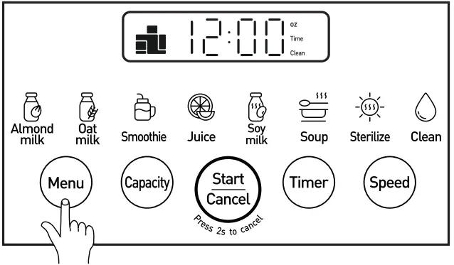 Joyoung L12 Y521 US01 Hands Free Washing Blender Mixeur Automatique - Menu Function