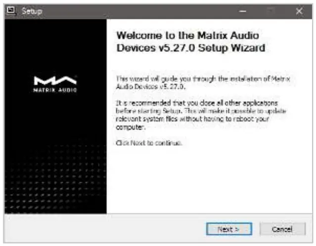 Matrix Audio element X2 Music Streamer - driver installation