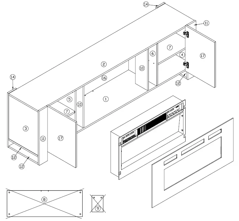 meble FURNITURE BL-EF Woody Electric Fireplace TV Stand 4