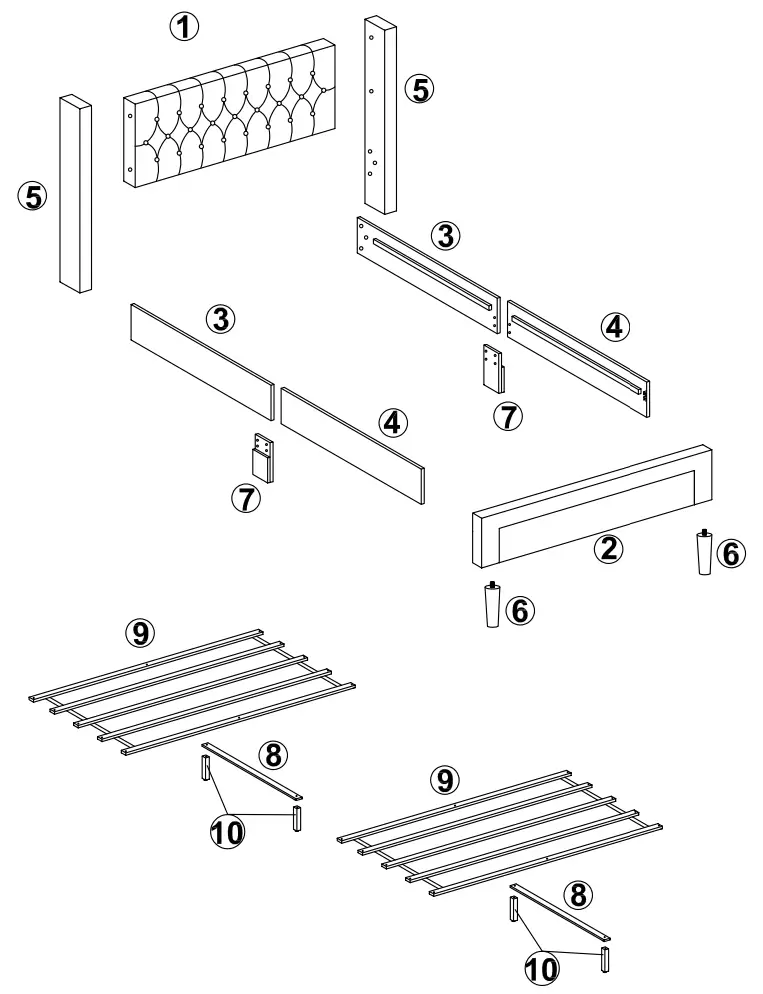 ModernLuxe WF294739 Upholstered Platform Bed - parts