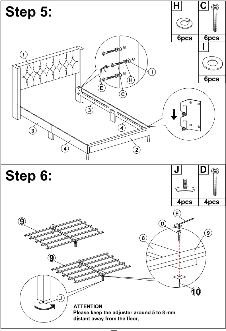 ModernLuxe WF294739 Upholstered Platform Bed - step 3