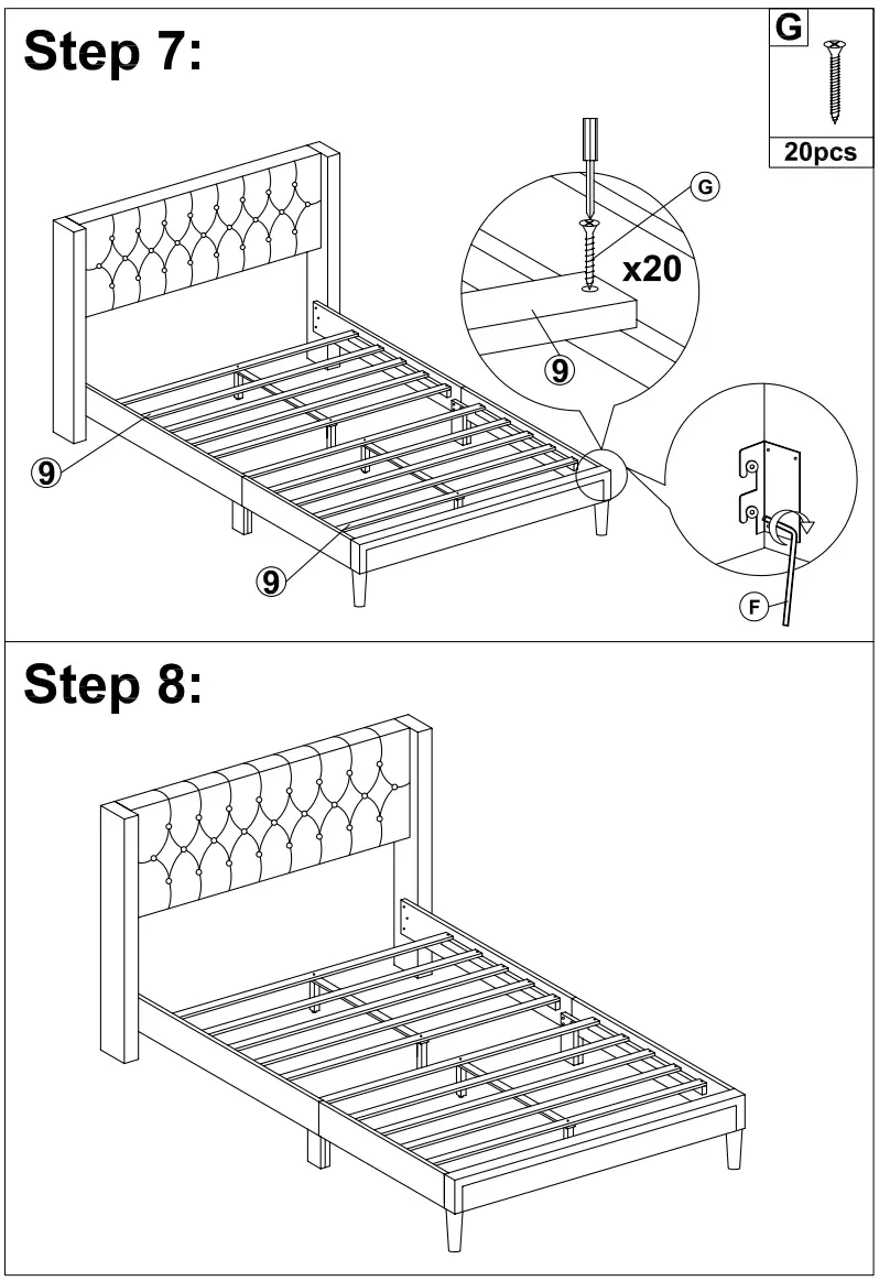 ModernLuxe WF294739 Upholstered Platform Bed - step 4