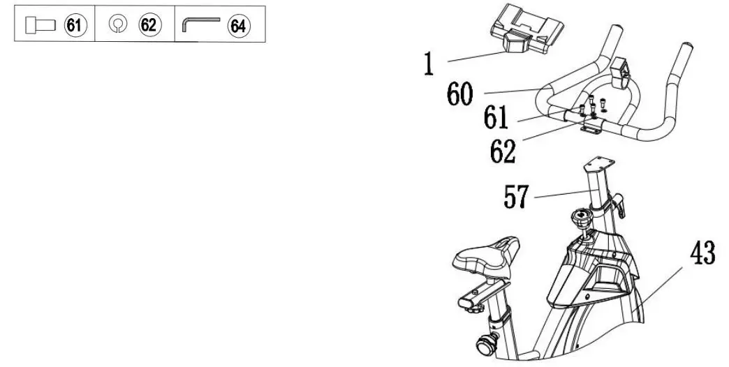YOSUDA YB007R Spinning Bike - Attach #1-IPAD Holder on the #60-Handlebar