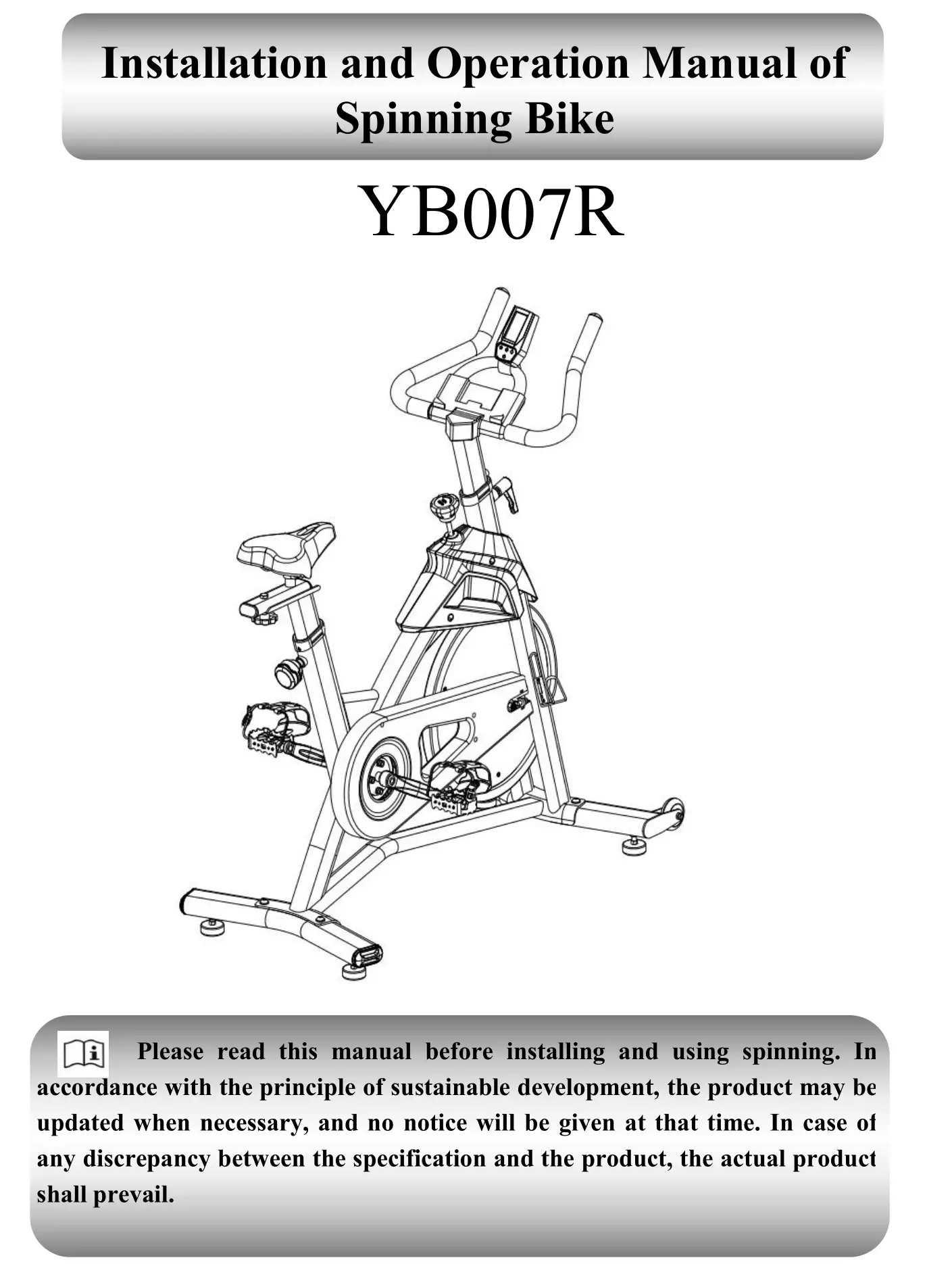 YOSUDA YB007R Spinning Bike Instruction Manual