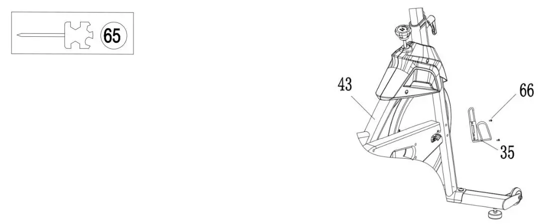 YOSUDA YB007R Spinning Bike - Place #35- Water Bottle Holder on the flywheel support pipe, and fix it with #65