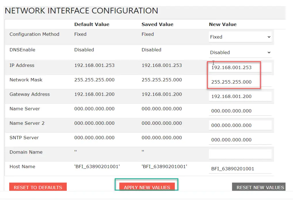 How to change IP-address and Network mask