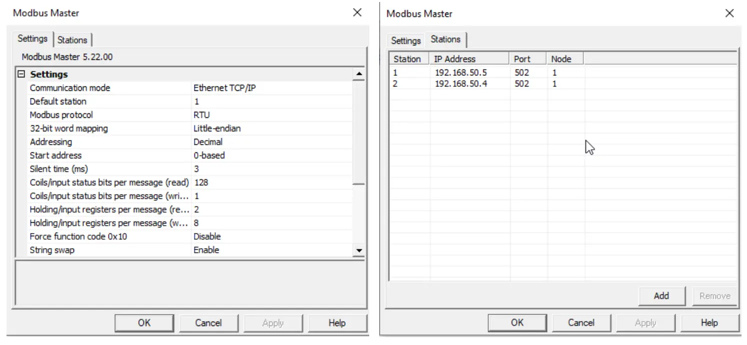 iX ModBusTCP settings