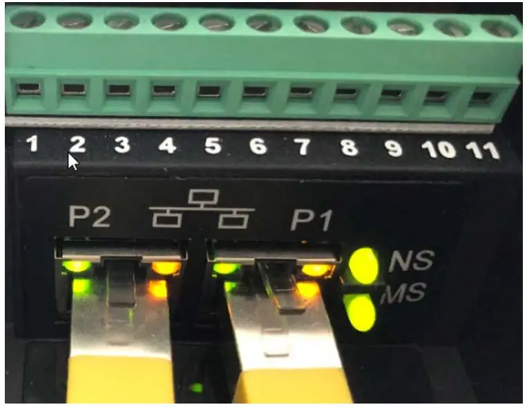 Indication of status on LED of BFI-E3