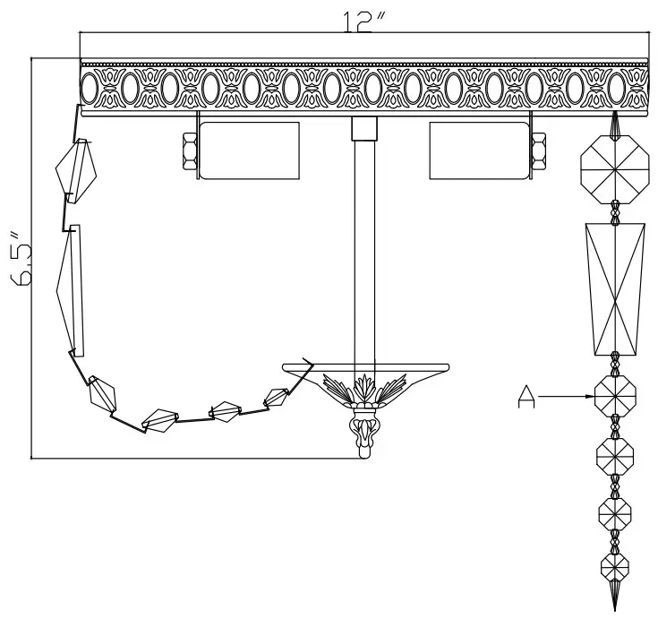 CRYSTORAMA 712-EB-CL-I Three Light Ceiling Mount - fig 1