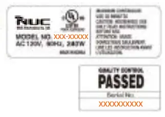Sample UL and Serial Number Label