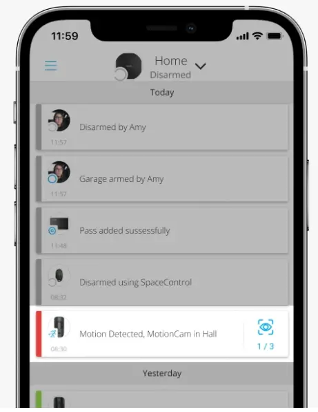 AJAX MotionCam Indoor Jeweller White - Ffig 4