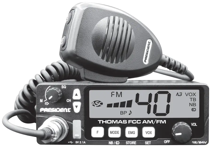 PRESIDENT Thomas FCC AM-FM CB Radio