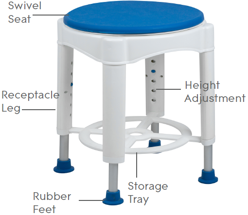 RHYTHM HEALTHCARE B5200 Shower Stool with Swivel Seat 01