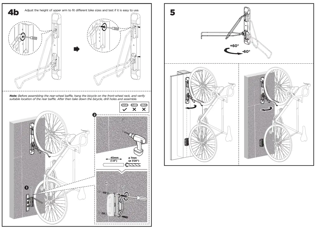 FE SPORTS LBM-06S Wall Mounted Bike Storage Racks - fig