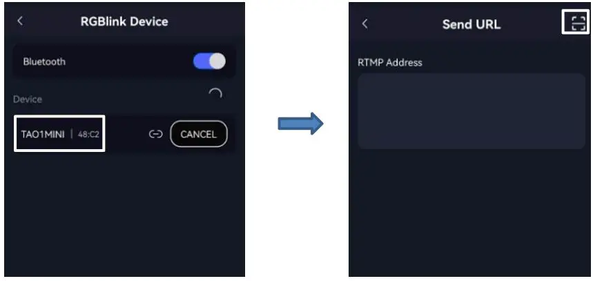 RGBlink TAO 1mini All In One Live Streaming Codec - Step 6 After successful paring, user should click Device Name