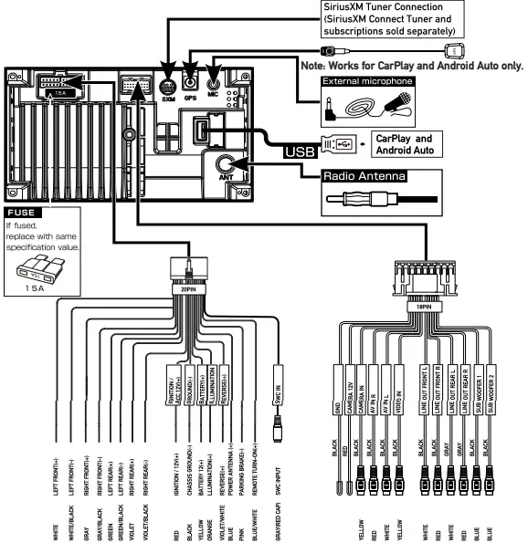 SiriusXm CAR710W Media Receiver with CarPlay - Wiring Diagram -