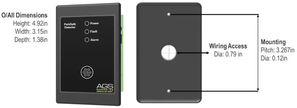 AGS Carbon Monoxide and Nitrogen Dioxide Parksafe Detector - Mounting the ParkSafe Detector