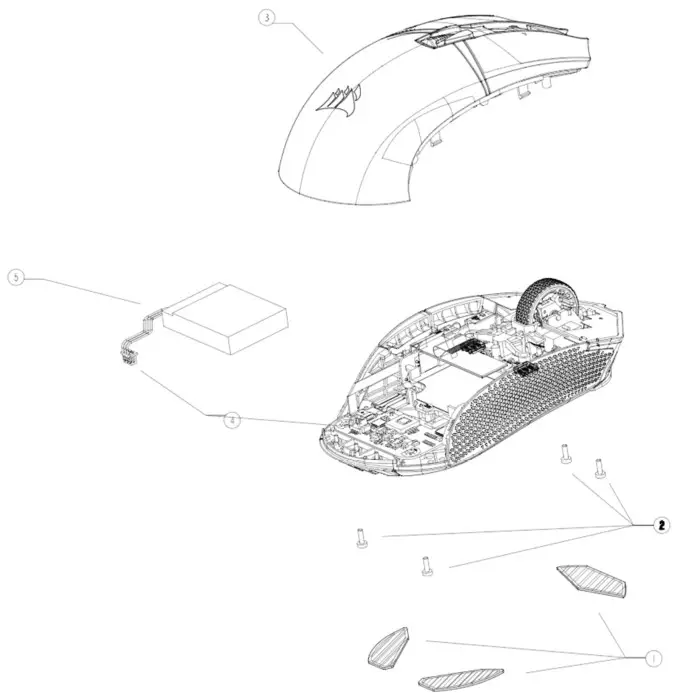CORSAIR NIGHTSABRE Wireless FPS Gaming Mouse - BATTERY REMOVAL INFORMATION