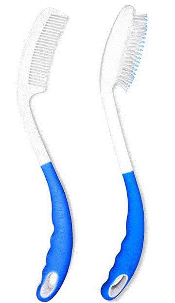 KMINA K40007 Long Handled Hair Brush and Long Handled Hair Comb