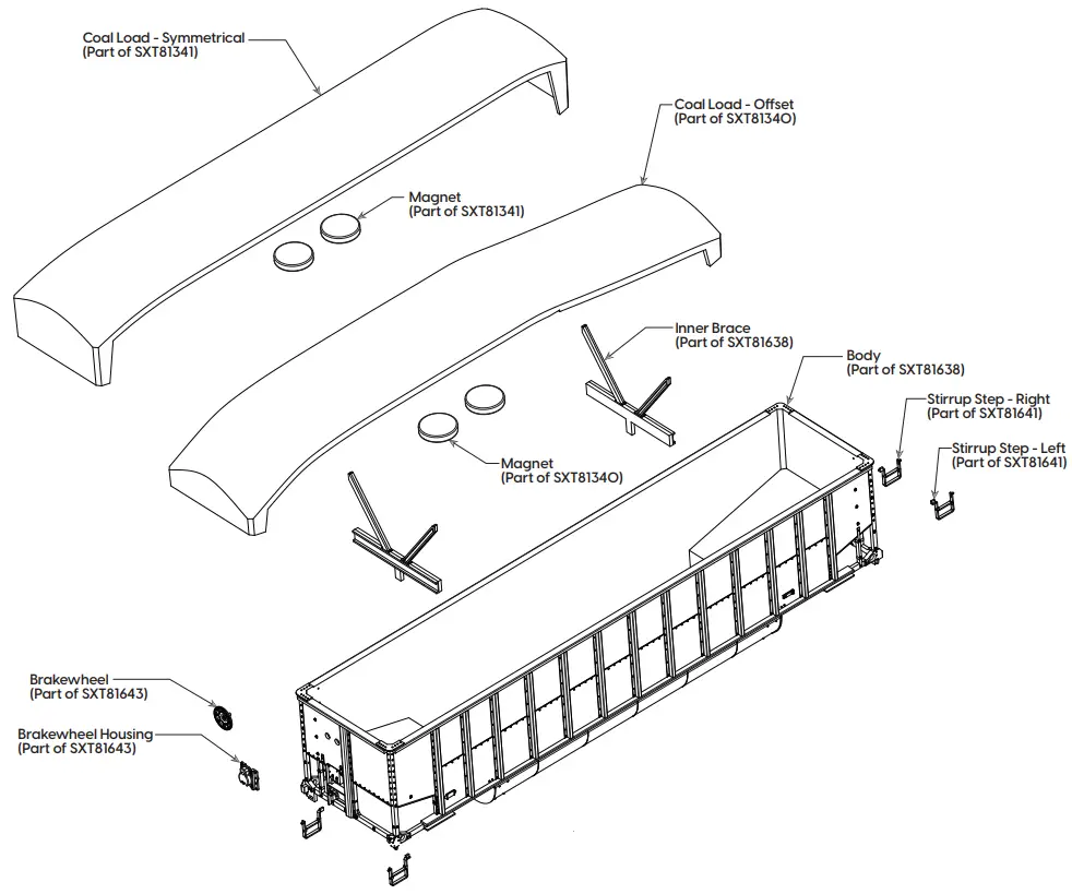 SCALE TRAINS SXT81770 HO Scale Bethgon Coal Gondola - Discription 1