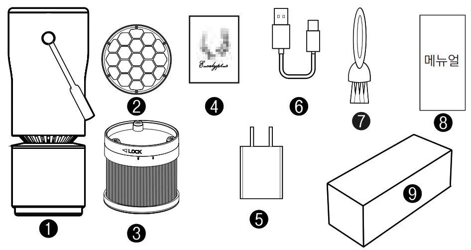 ohho OP-100W Portable Air Refining Purifier - Components