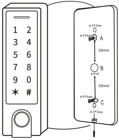 remock Biometric Keypad Touch Panel with Fingerprint Reader - Screws