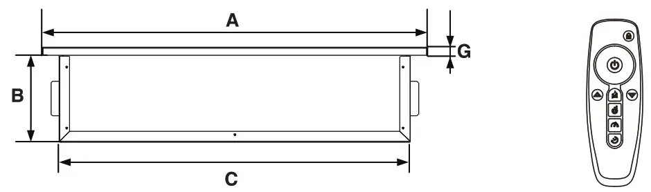 TURBRO INF28 3D Electric Fireplace Insert - Dimensions