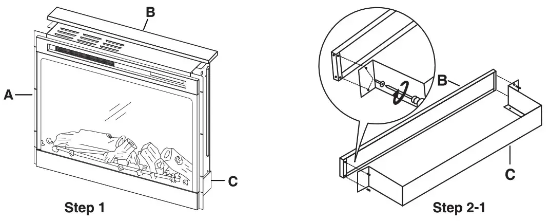 TURBRO INF28 3D Electric Fireplace Insert - Installation 2