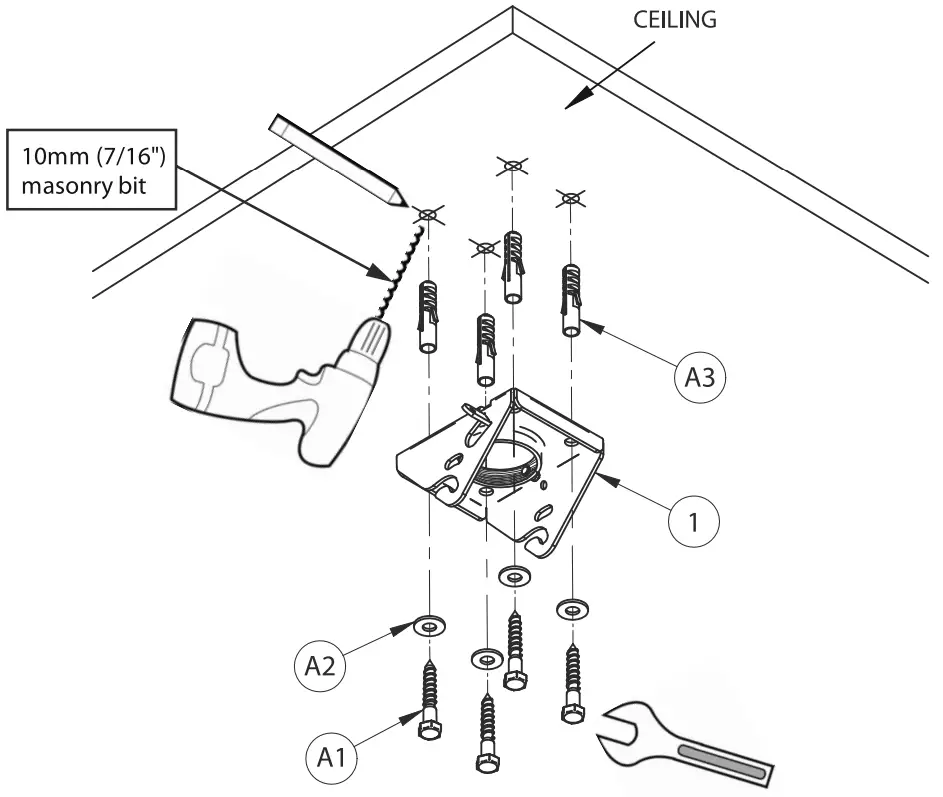 MOUNT CEILING PLATE TO CEILING
