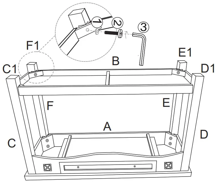 NOBLE 109856 Edgell Multicolored Distressed Console Table - Step 4