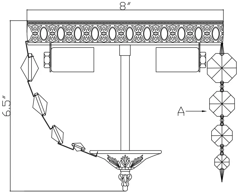 CRYSTORAMA 708 CH CL SAQ Two Light Ceiling Mount