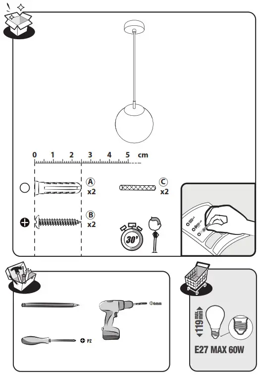 inspire 3276000305101 Hanging Lamp CELESTE white - Fig1