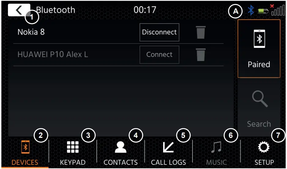BLUETOOTH PAIR, CONNECT, CALL, MUSIC
