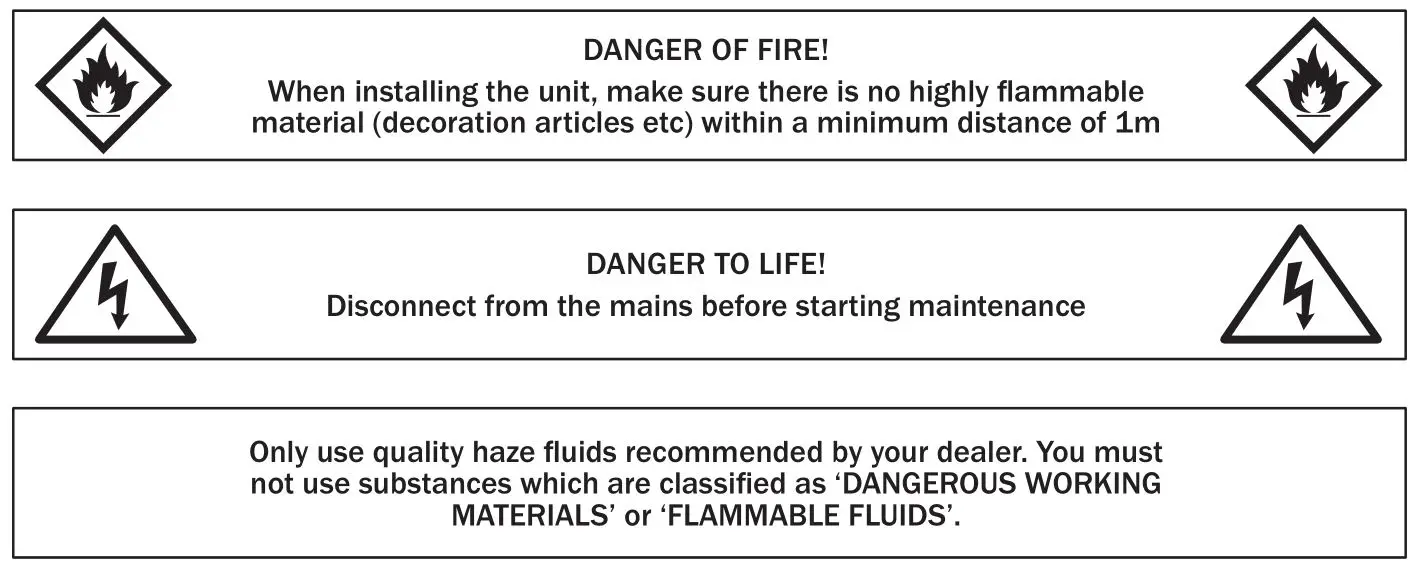 EQUINOX HP 1500 DMX Fogger Machine - DANGER OF FIRE