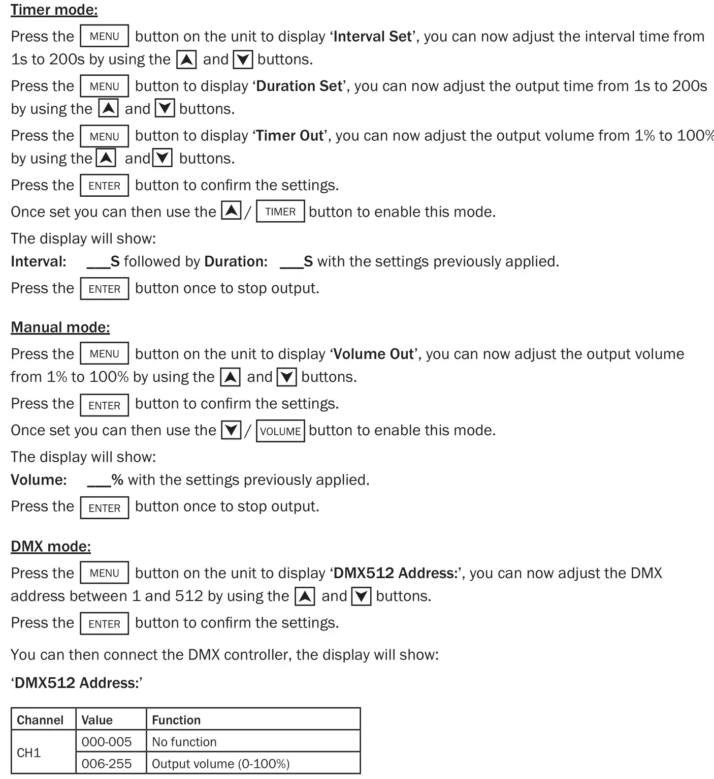 EQUINOX HP 1500 DMX Fogger Machine - Operating instructions