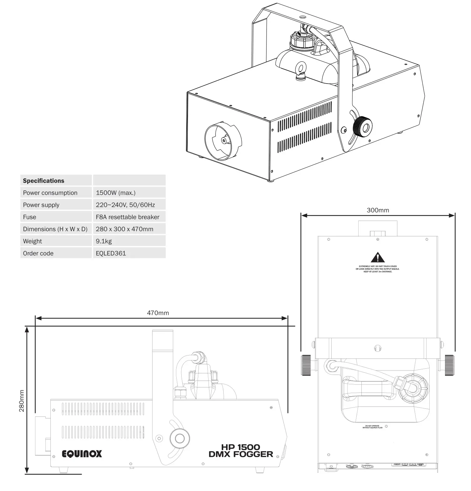 EQUINOX HP 1500 DMX Fogger Machine - Product overview & technical specifications