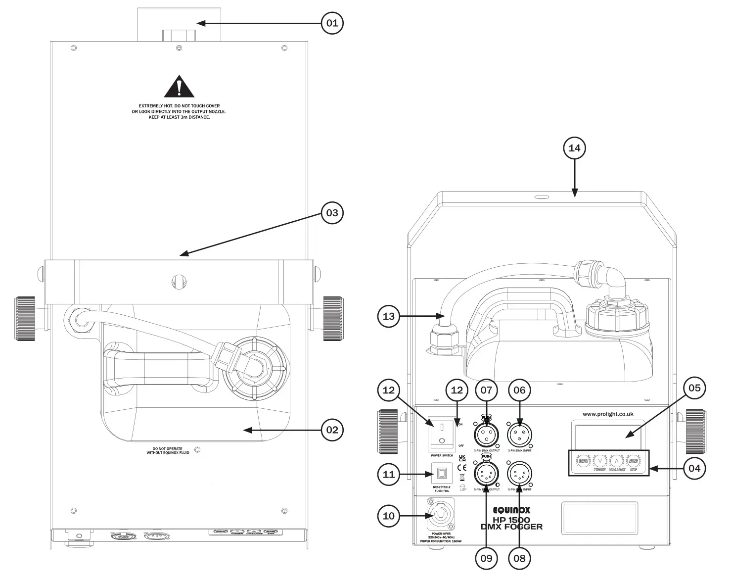 EQUINOX HP 1500 DMX Fogger Machine - Product overview & technical specifications 2