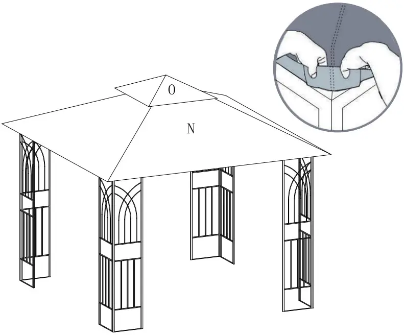 Outsunny 84C 184CF 2 Tier Garden Gazebo and Mesh Curtains - similar screws 6