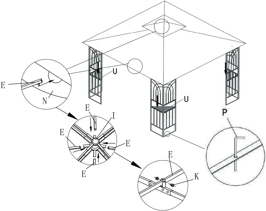 Outsunny 84C 184CF 2 Tier Garden Gazebo and Mesh Curtains - similar screws 7
