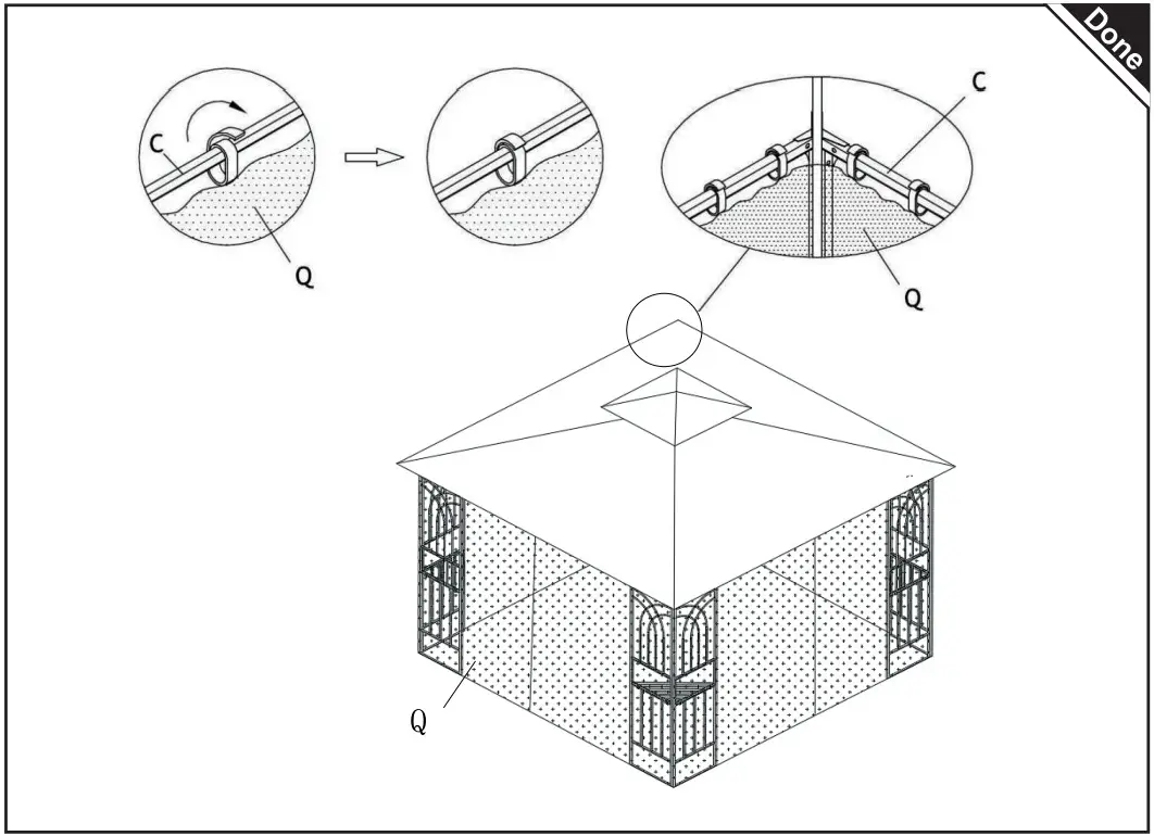 Outsunny 84C 184CF 2 Tier Garden Gazebo and Mesh Curtains - similar screws 8