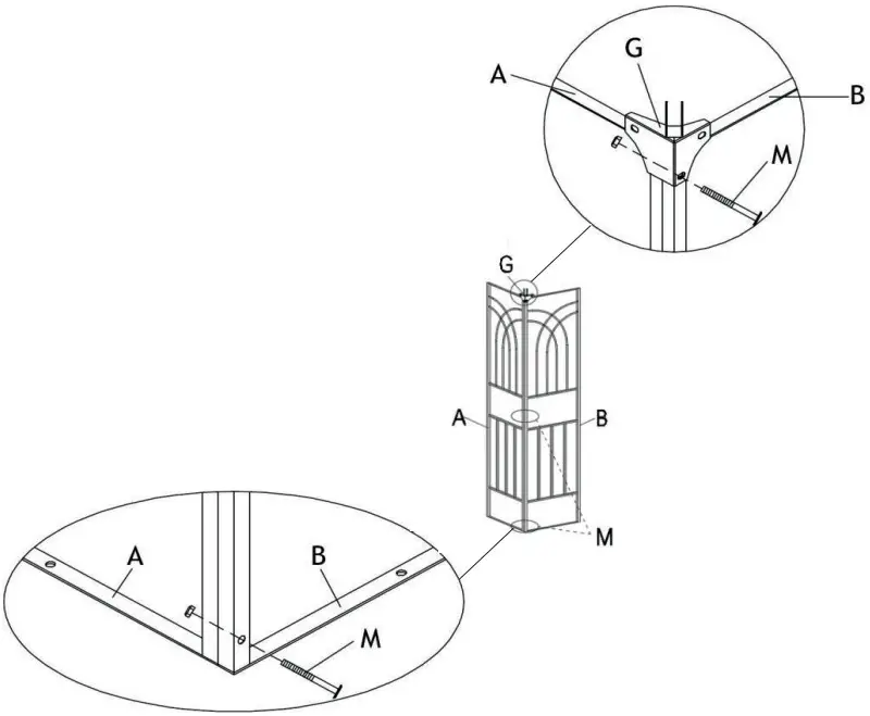 Outsunny 84C 184CF 2 Tier Garden Gazebo and Mesh Curtains - similar screws