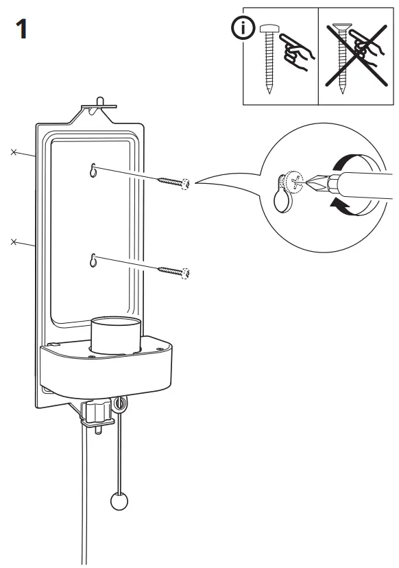 IKEA 904.980.00 KALLBLIXT Wall Lamp with LED Bulb - Mounting