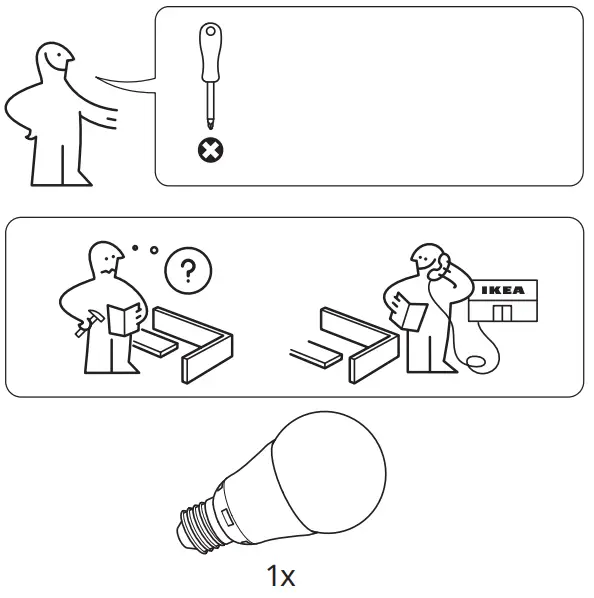 IKEA 904.980.00 KALLBLIXT Wall Lamp with LED Bulb - SAFETY
