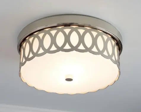 SIGNATURE HARDWARE 440714 13.75-Inch Polished Nickel Incandescent Flush Mount Light