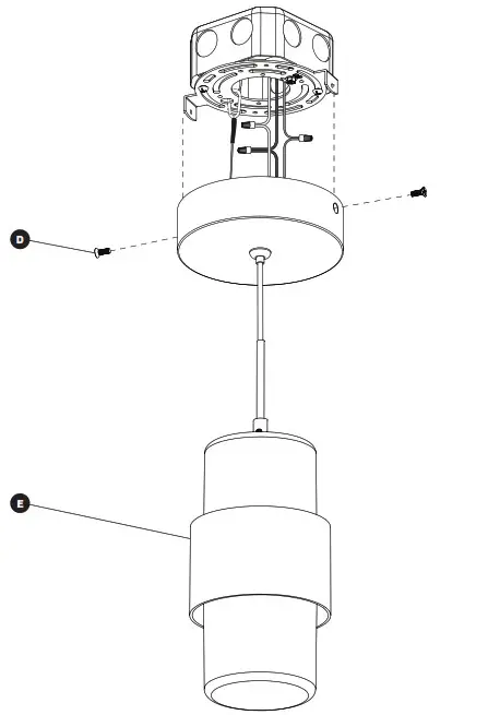 artika PDT MKC BL17TE10 J LED Pendant Light Fixture - ROD INSTALLATION 2