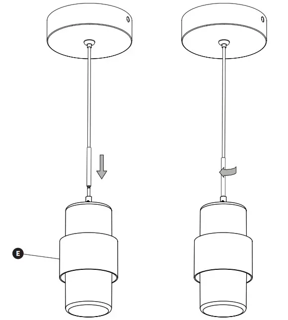 artika PDT MKC BL17TE10 J LED Pendant Light Fixture - ROD INSTALLATION