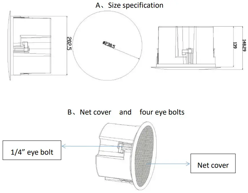 Fanvil FH S01 SIP Ceiling Speaker - Physical specification