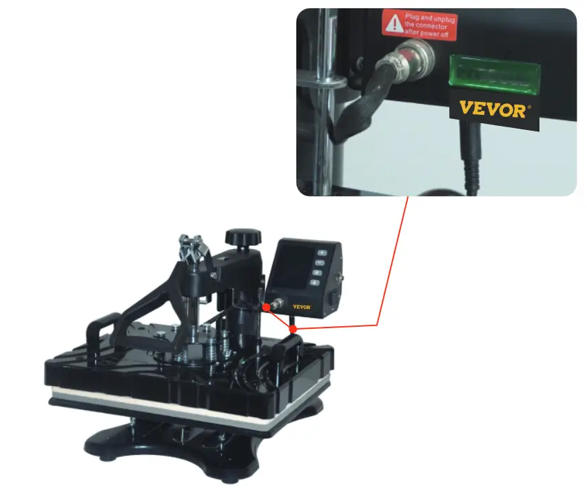 VEVOR PM810KB Cup Heat Press Attachment - cable