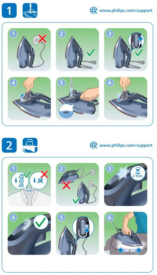PHILIPS DST8020-20 Azur 8000 Series Steam Iron User Manual - How to use
