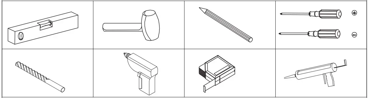 Tools required for installations
